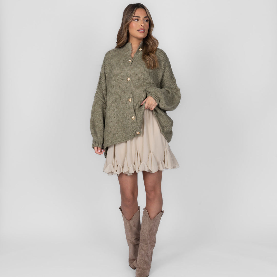 Kardigan oversize z kołnierzykiem “CozyGlam”