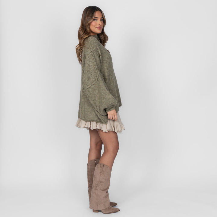 Kardigan oversize z kołnierzykiem “CozyGlam”