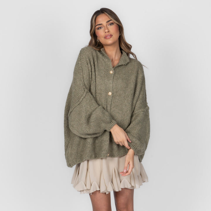 Kardigan oversize z kołnierzykiem “CozyGlam”