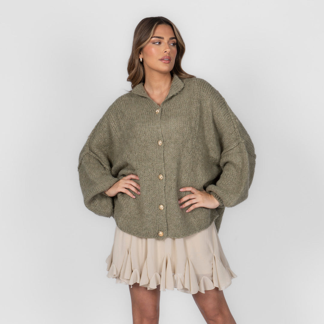 Kardigan oversize z kołnierzykiem “CozyGlam”