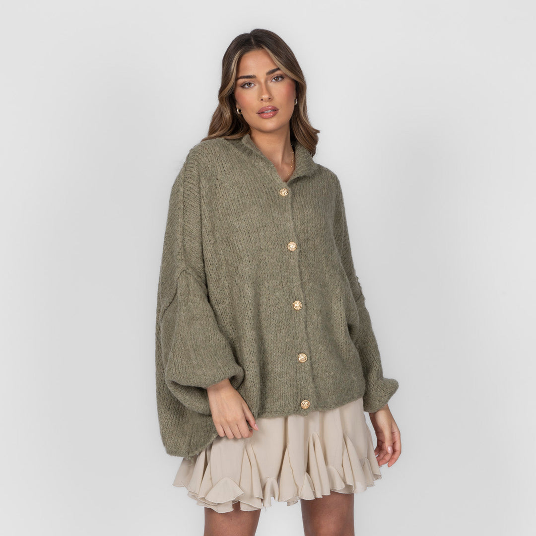Kardigan oversize z kołnierzykiem “CozyGlam”