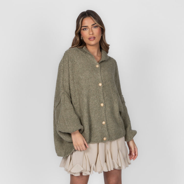 Kardigan oversize z kołnierzykiem “CozyGlam”