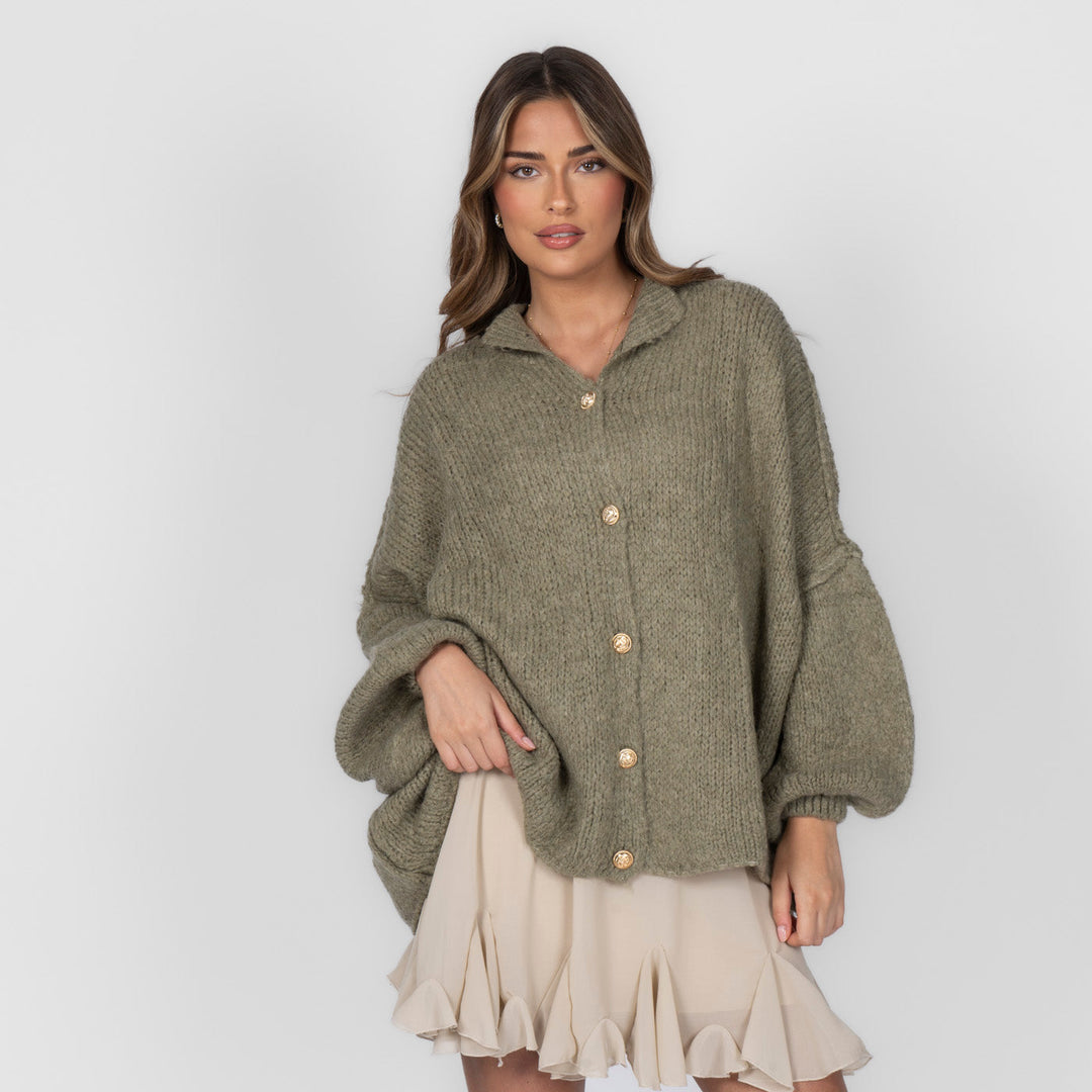 Kardigan oversize z kołnierzykiem “CozyGlam”