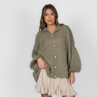 Kardigan oversize z kołnierzykiem “CozyGlam”