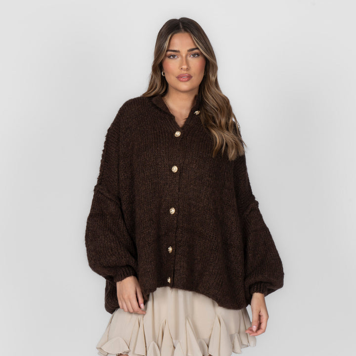 Kardigan oversize z kołnierzykiem “CozyGlam”