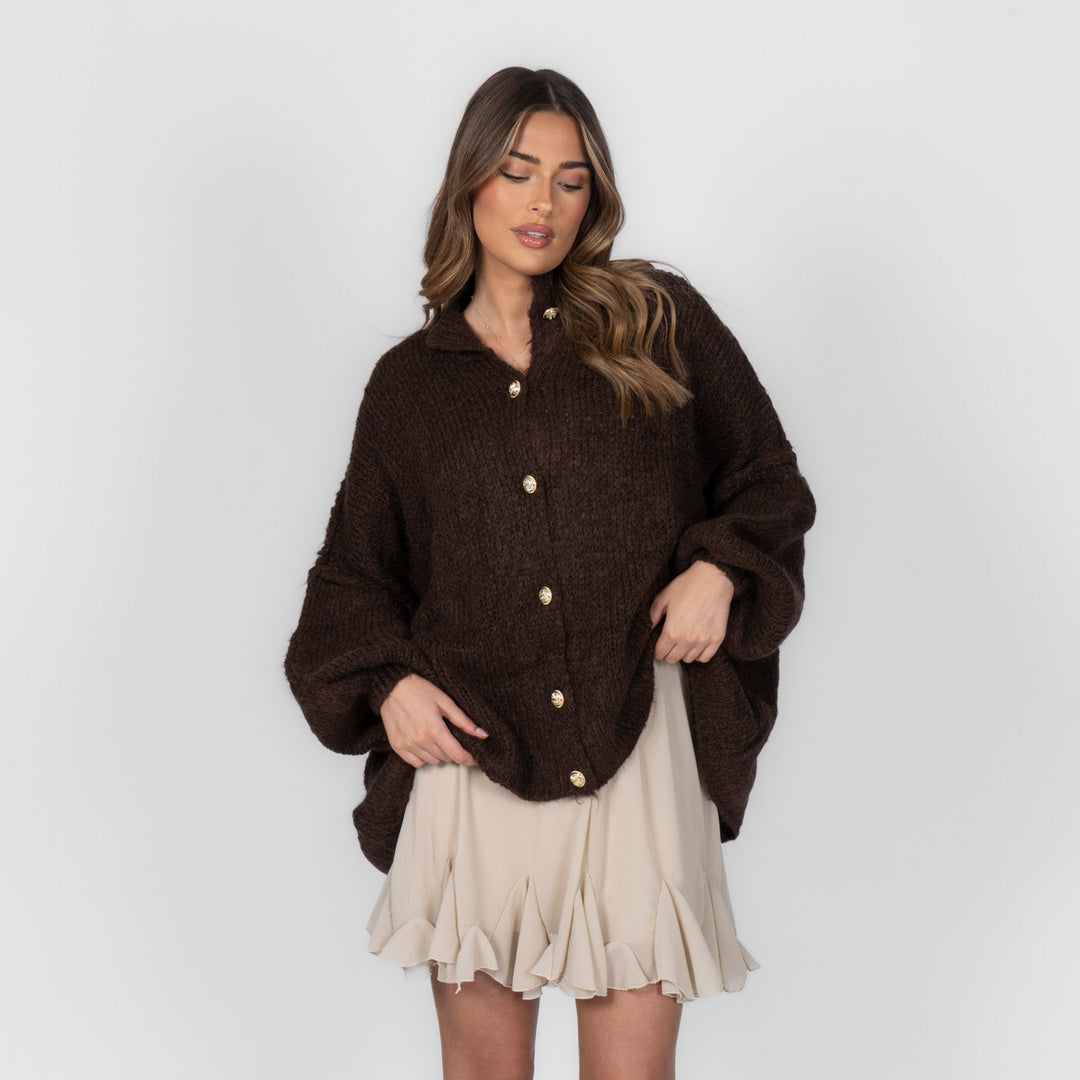 Kardigan oversize z kołnierzykiem “CozyGlam”