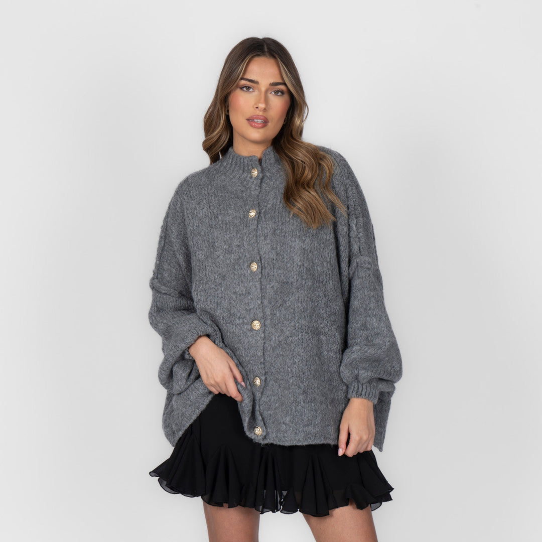 Kardigan oversize z kołnierzykiem “CozyGlam”