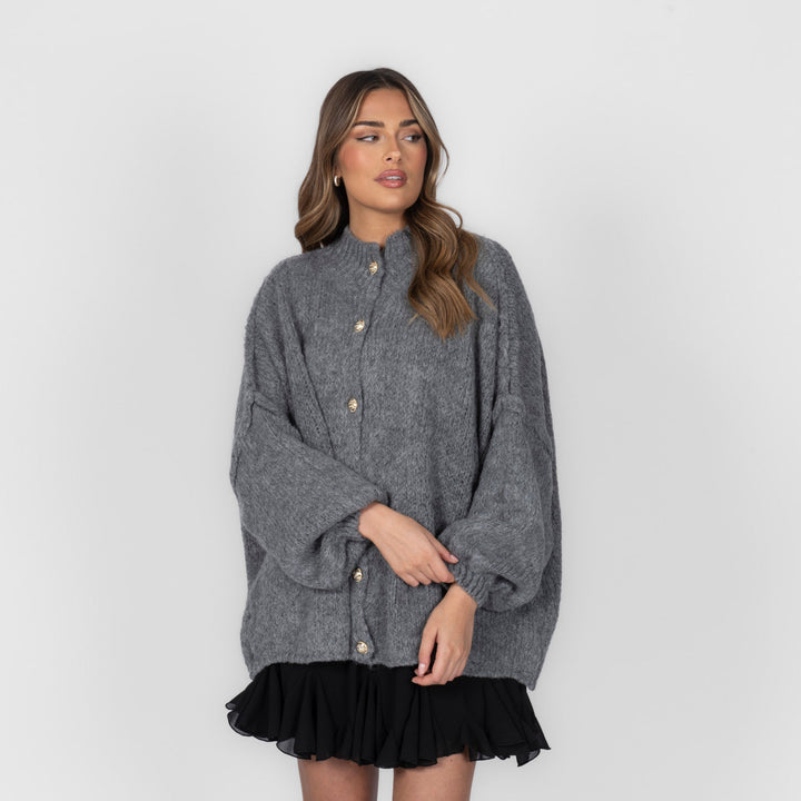 Kardigan oversize z kołnierzykiem “CozyGlam”