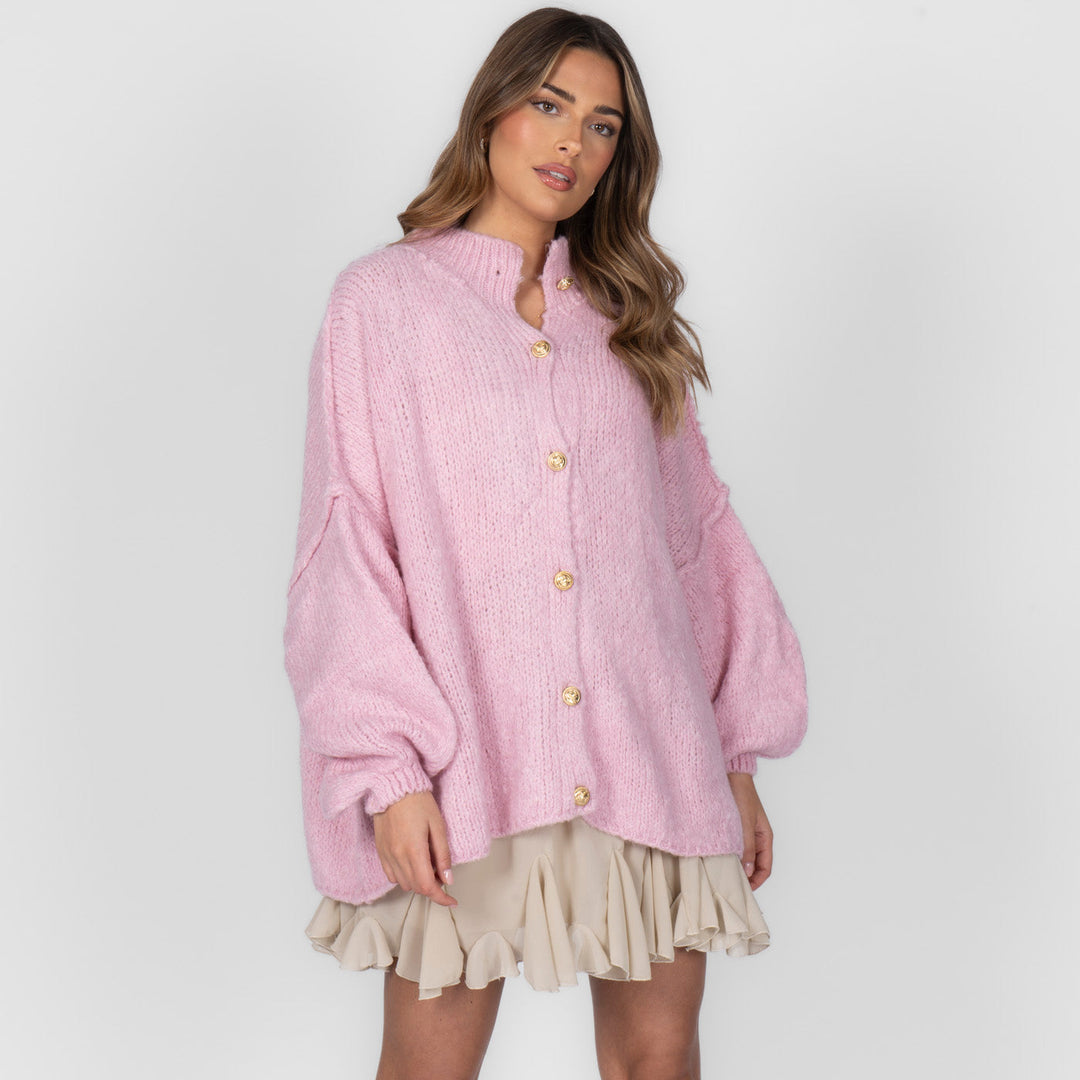 Kardigan oversize z kołnierzykiem “CozyGlam”