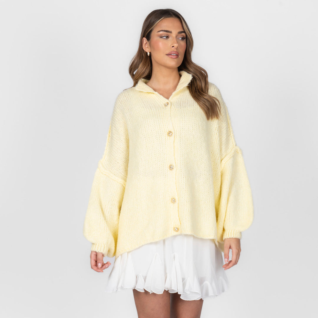 Kardigan oversize z kołnierzykiem “CozyGlam”