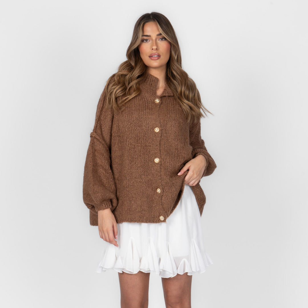 Kardigan oversize z kołnierzykiem “CozyGlam”