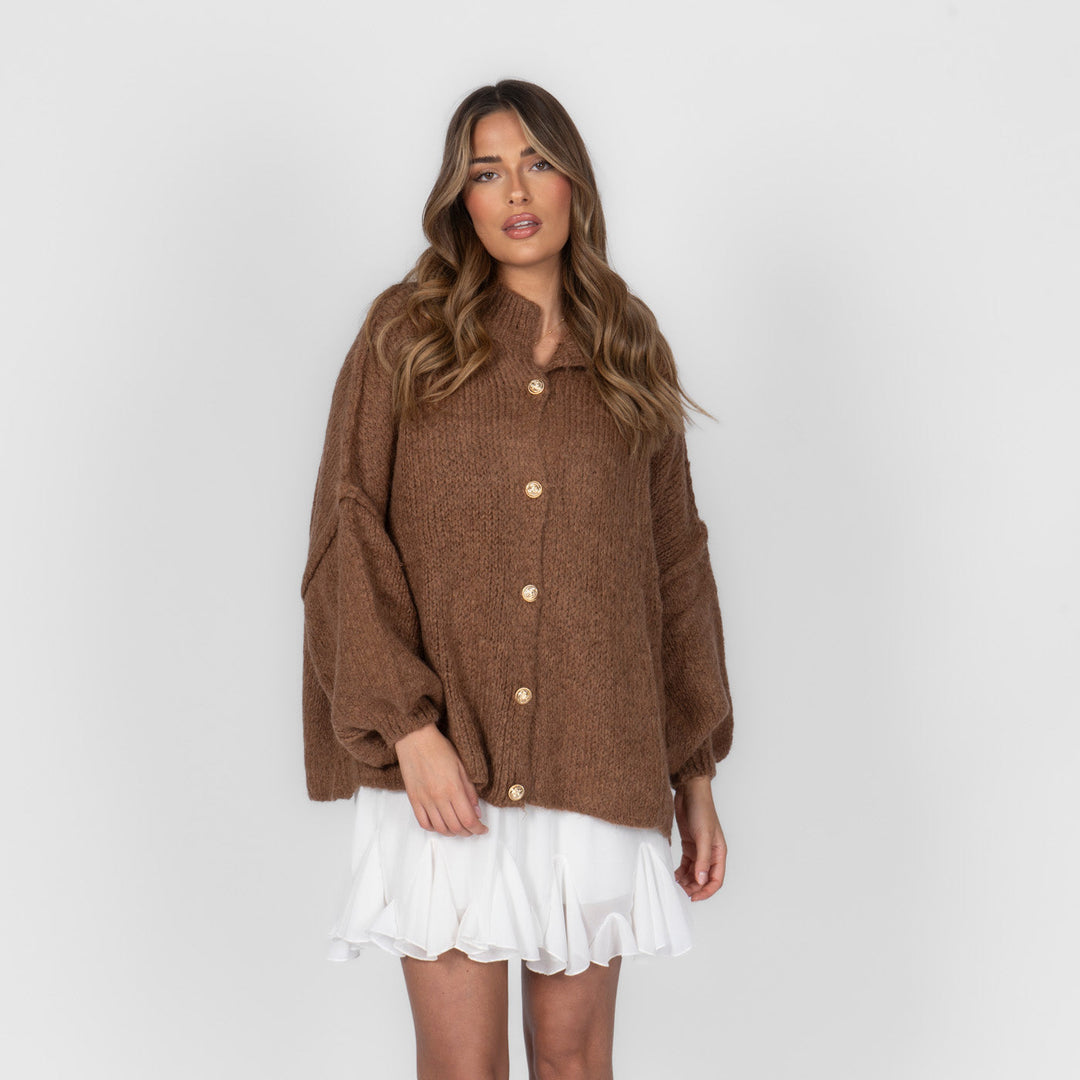 Kardigan oversize z kołnierzykiem “CozyGlam”