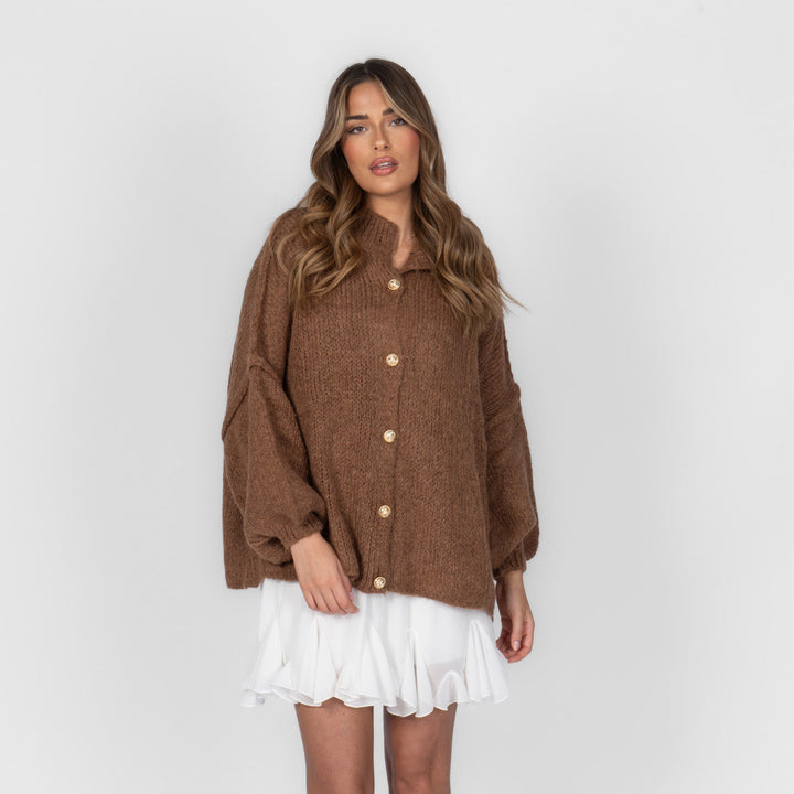 Kardigan oversize z kołnierzykiem “CozyGlam”