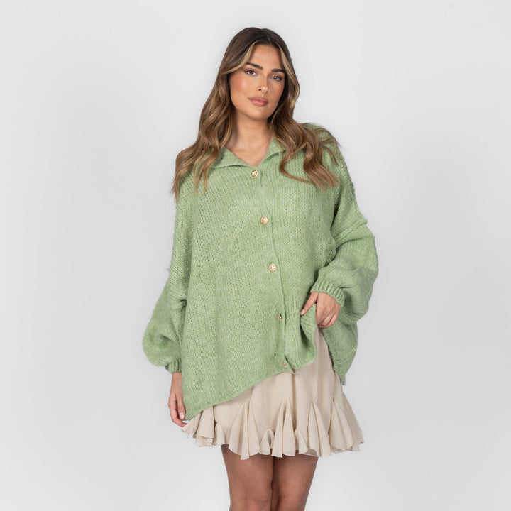 Kardigan oversize z kołnierzykiem “CozyGlam”