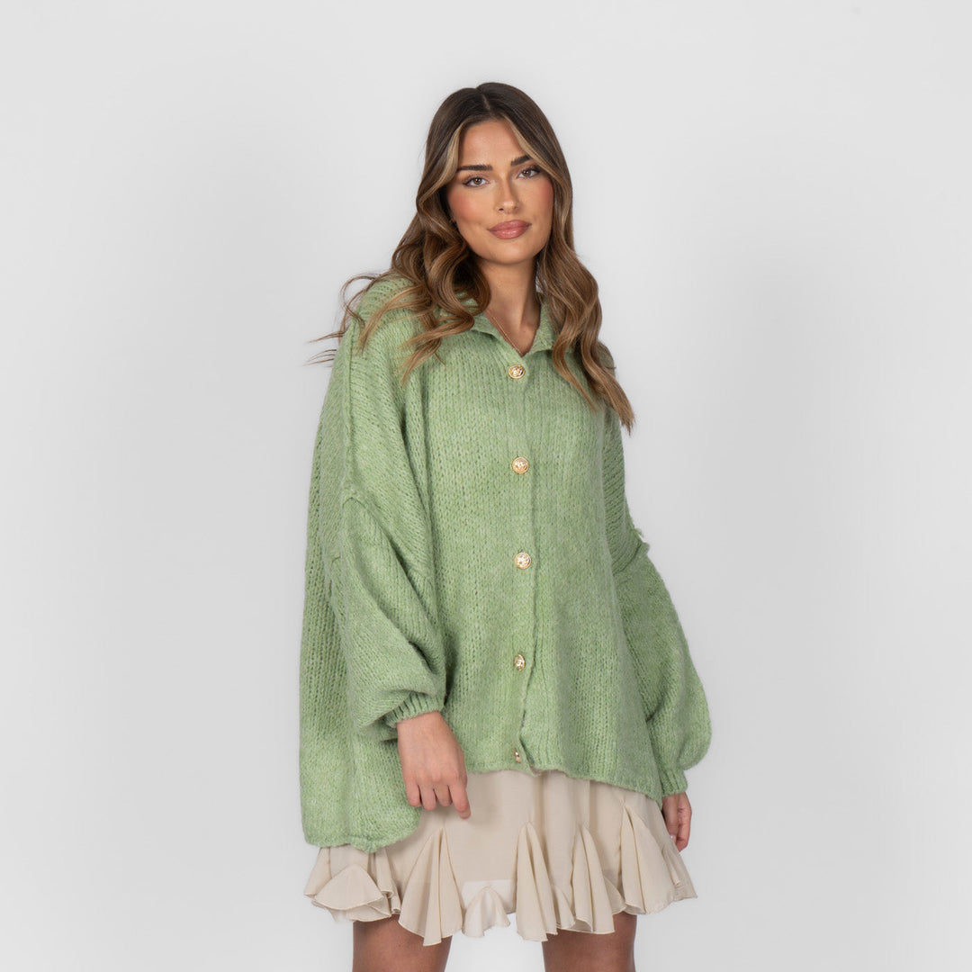 Kardigan oversize z kołnierzykiem “CozyGlam”