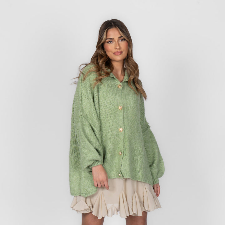 Kardigan oversize z kołnierzykiem “CozyGlam”