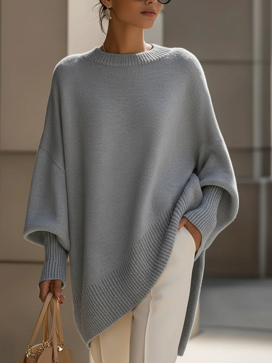 Agnes | Sweter oversize z drapowaniem i szerokim dekoltem
