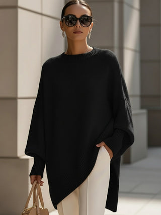 Agnes | Sweter oversize z drapowaniem i szerokim dekoltem