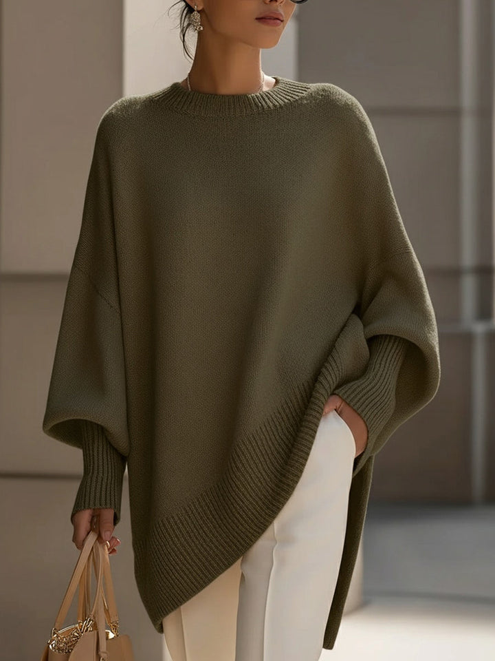 Agnes | Sweter oversize z drapowaniem i szerokim dekoltem