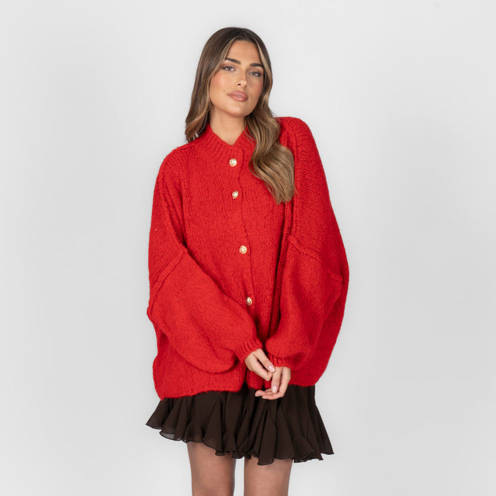 Kardigan oversize z kołnierzykiem “CozyGlam”