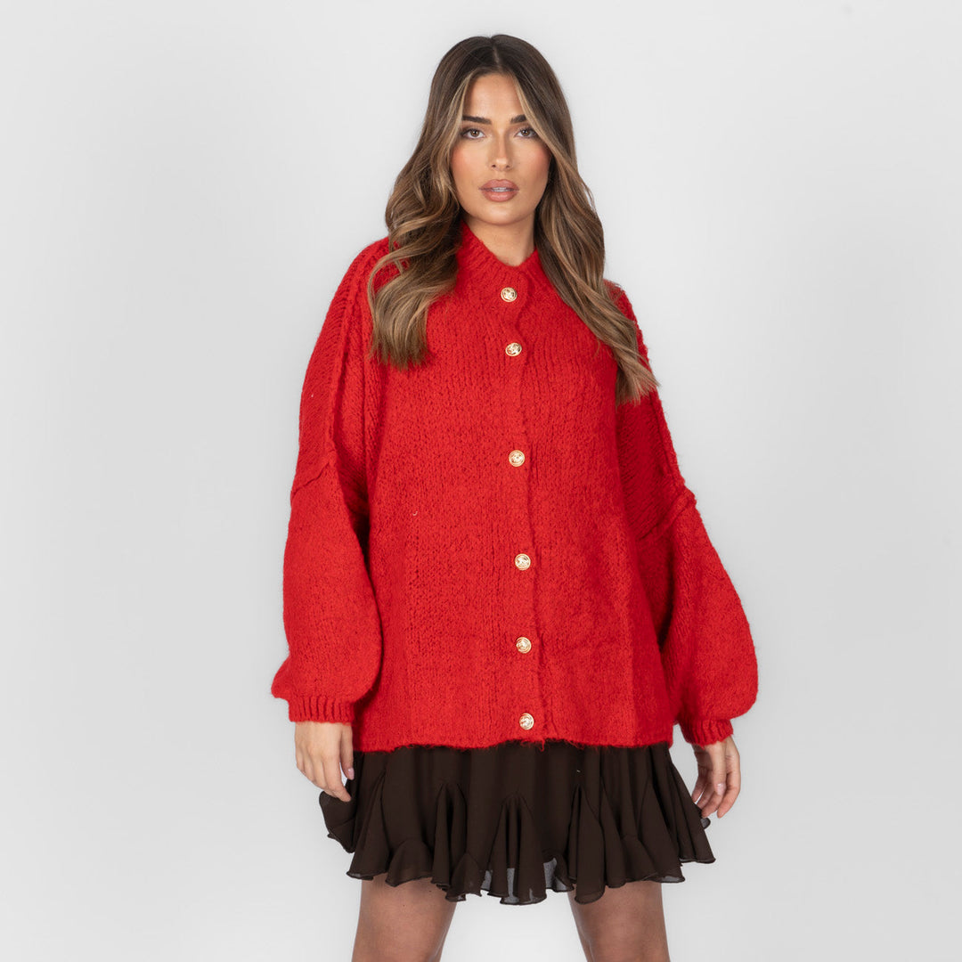 Kardigan oversize z kołnierzykiem “CozyGlam”