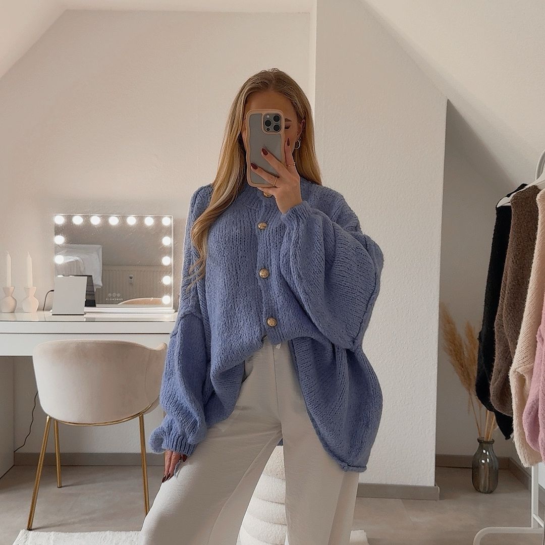 Kardigan oversize z kołnierzykiem “CozyGlam”