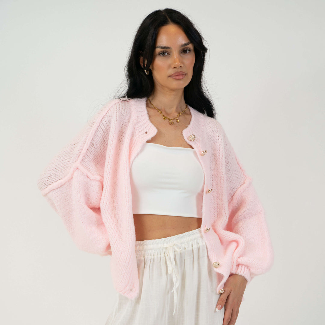 Krótki oversize’owy kardigan “CozyGlam”