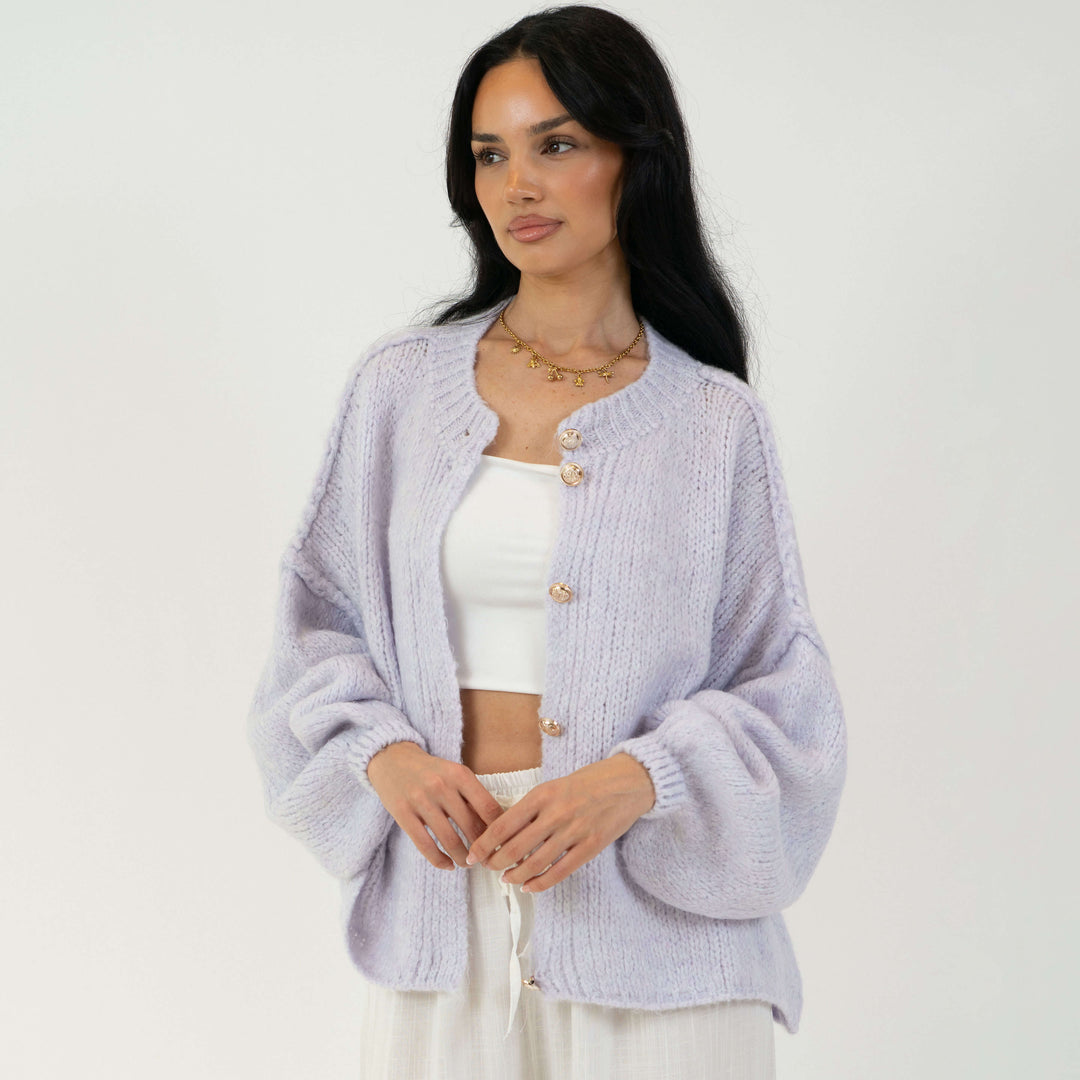 Krótki oversize’owy kardigan “CozyGlam”