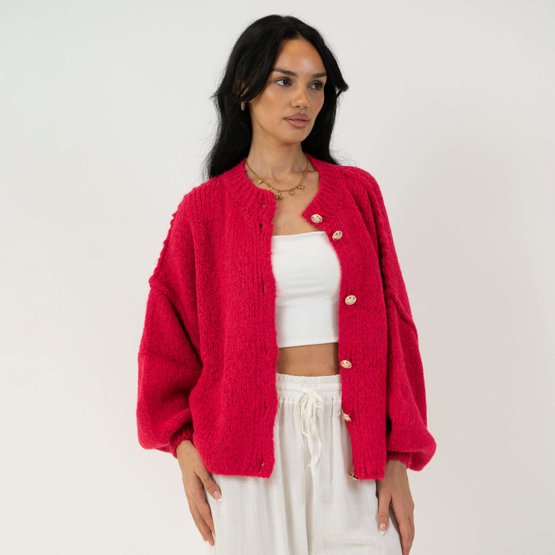 Krótki oversize’owy kardigan “CozyGlam”