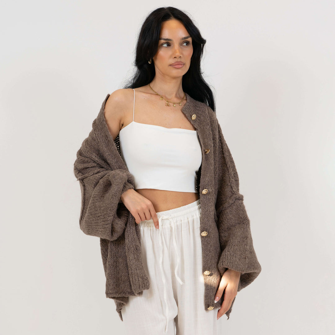 Kardigan oversize z kołnierzykiem “CozyGlam”