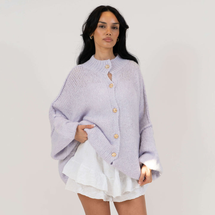 Kardigan oversize z kołnierzykiem “CozyGlam”