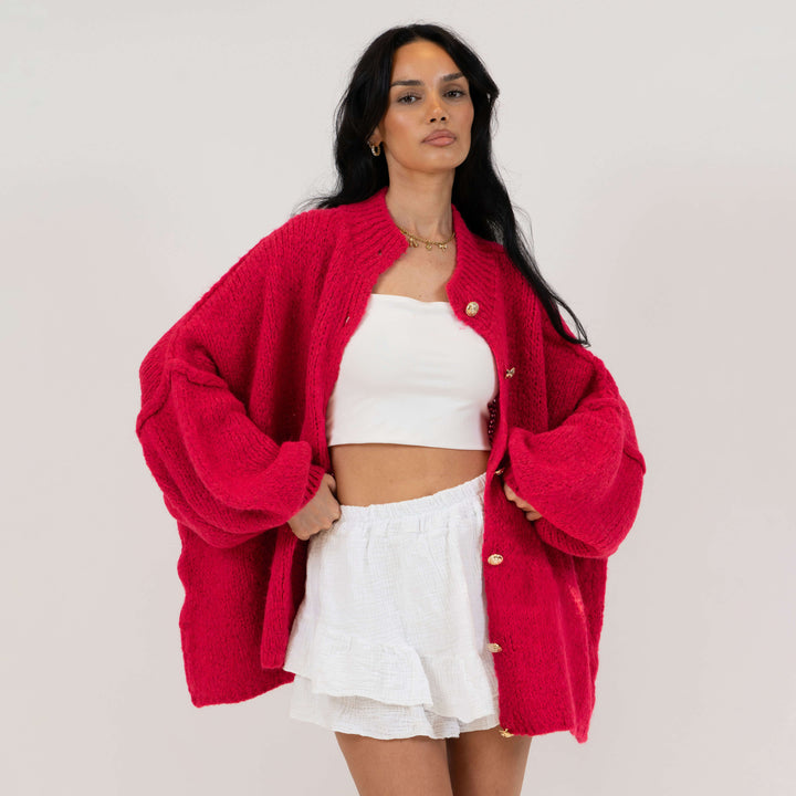 Kardigan oversize z kołnierzykiem “CozyGlam”