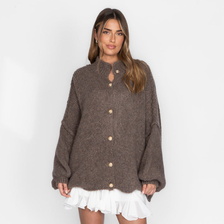 Kardigan oversize z kołnierzykiem “CozyGlam”