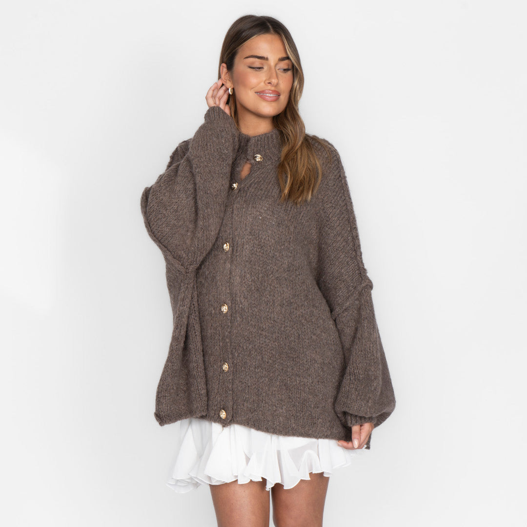 Kardigan oversize z kołnierzykiem “CozyGlam”