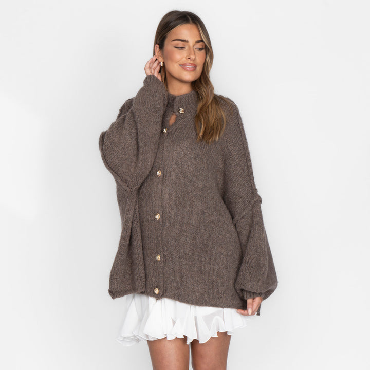 Kardigan oversize z kołnierzykiem “CozyGlam”