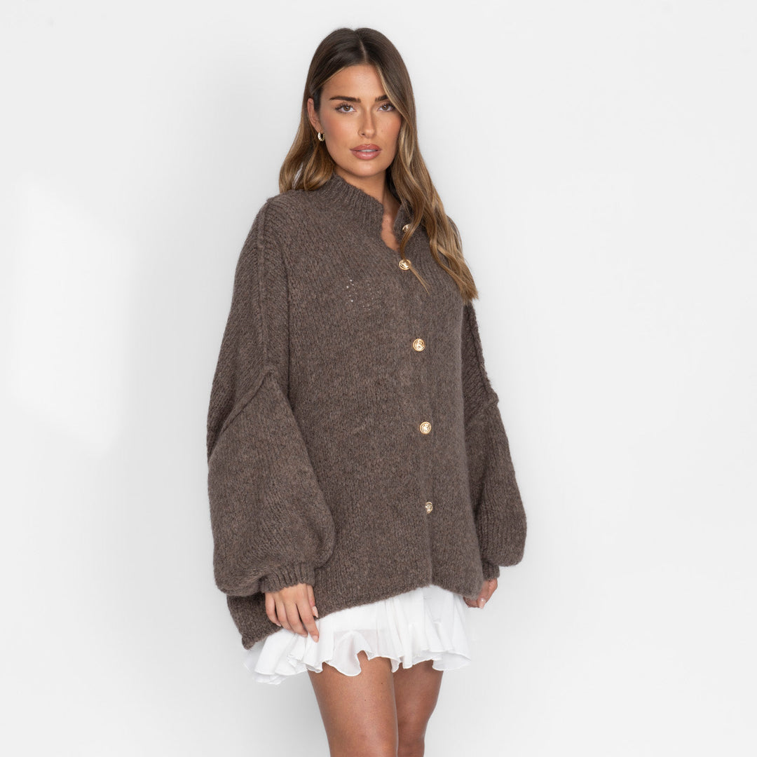 Kardigan oversize z kołnierzykiem “CozyGlam”