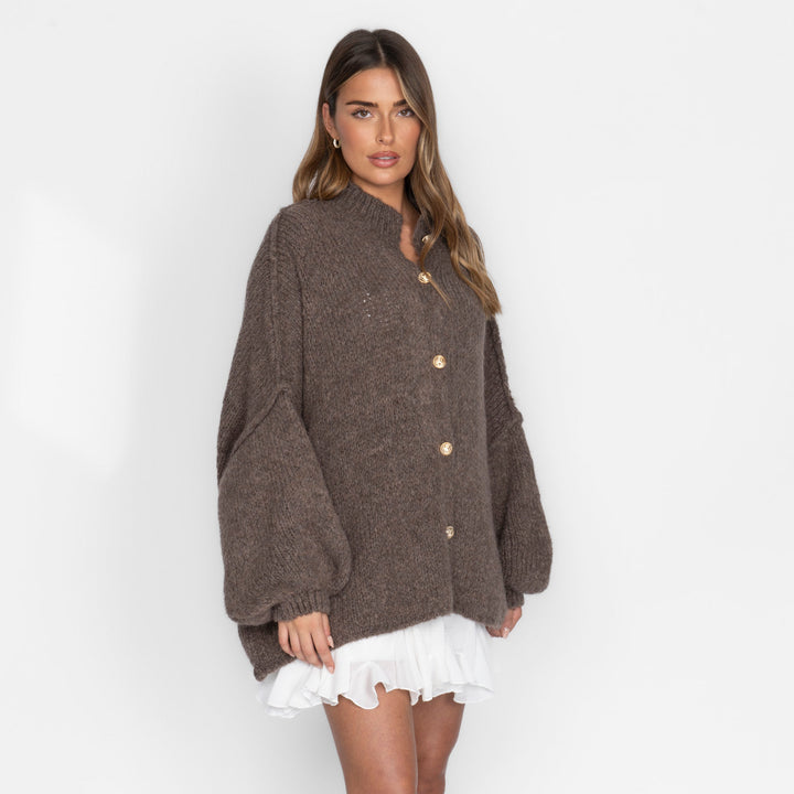Kardigan oversize z kołnierzykiem “CozyGlam”