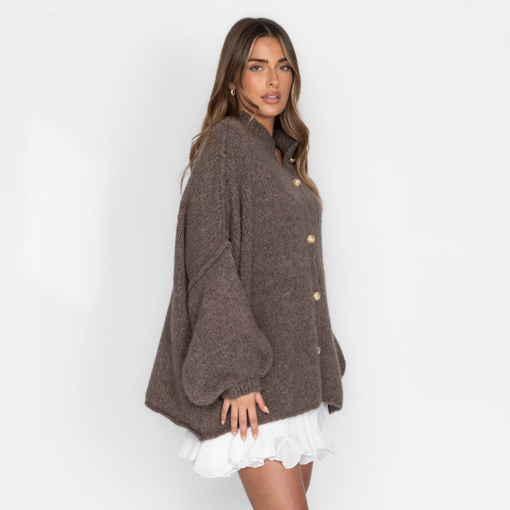 Kardigan oversize z kołnierzykiem “CozyGlam”