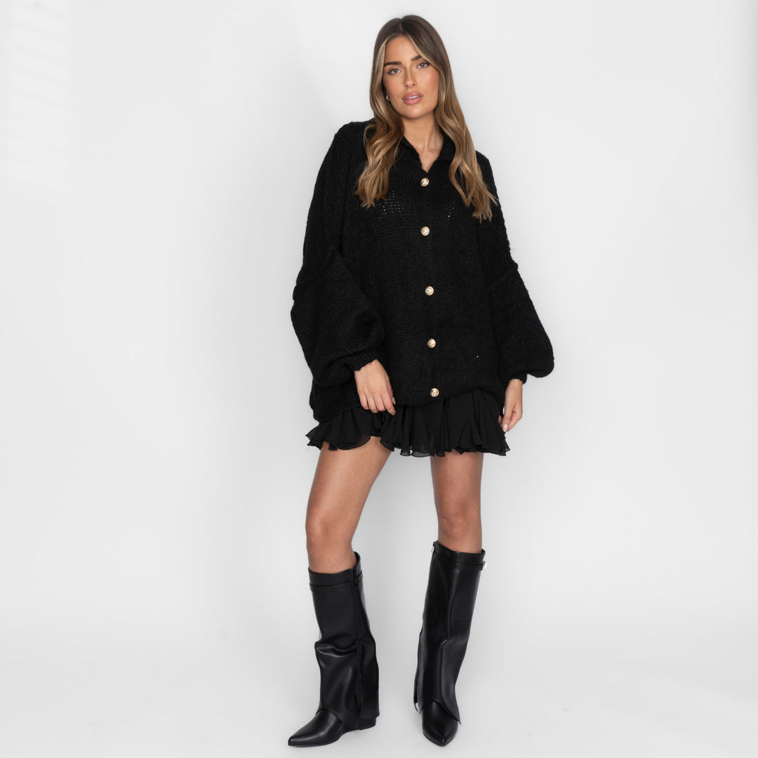 Kardigan oversize z kołnierzykiem “CozyGlam”