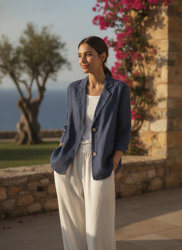 Nadia | Klasyczny żakiet bawełniany z kieszeniami na smart casual