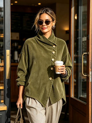 Elinne | Sweter z wysokim kołnierzem z materiału typu manchester