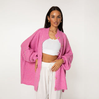 Kardigan oversize z kołnierzykiem “CozyGlam”