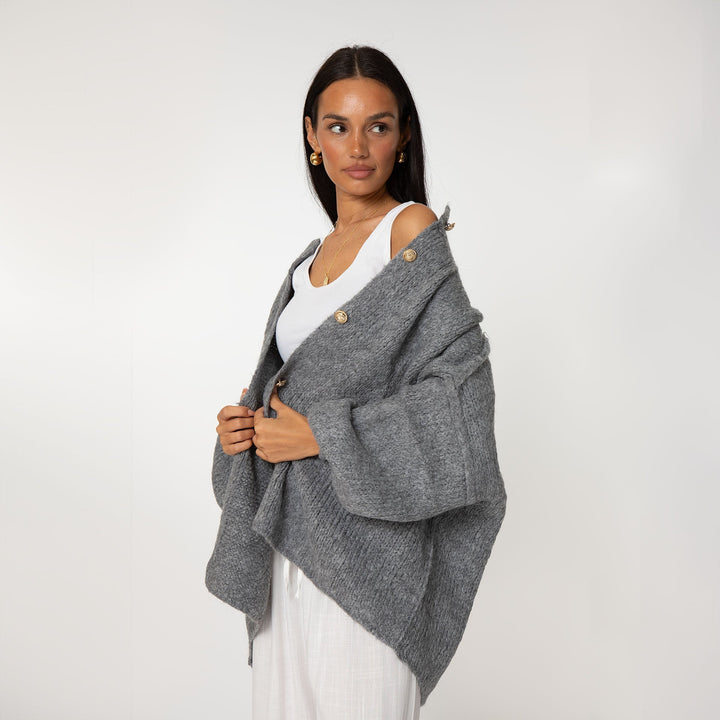 Kardigan oversize z kołnierzykiem “CozyGlam”