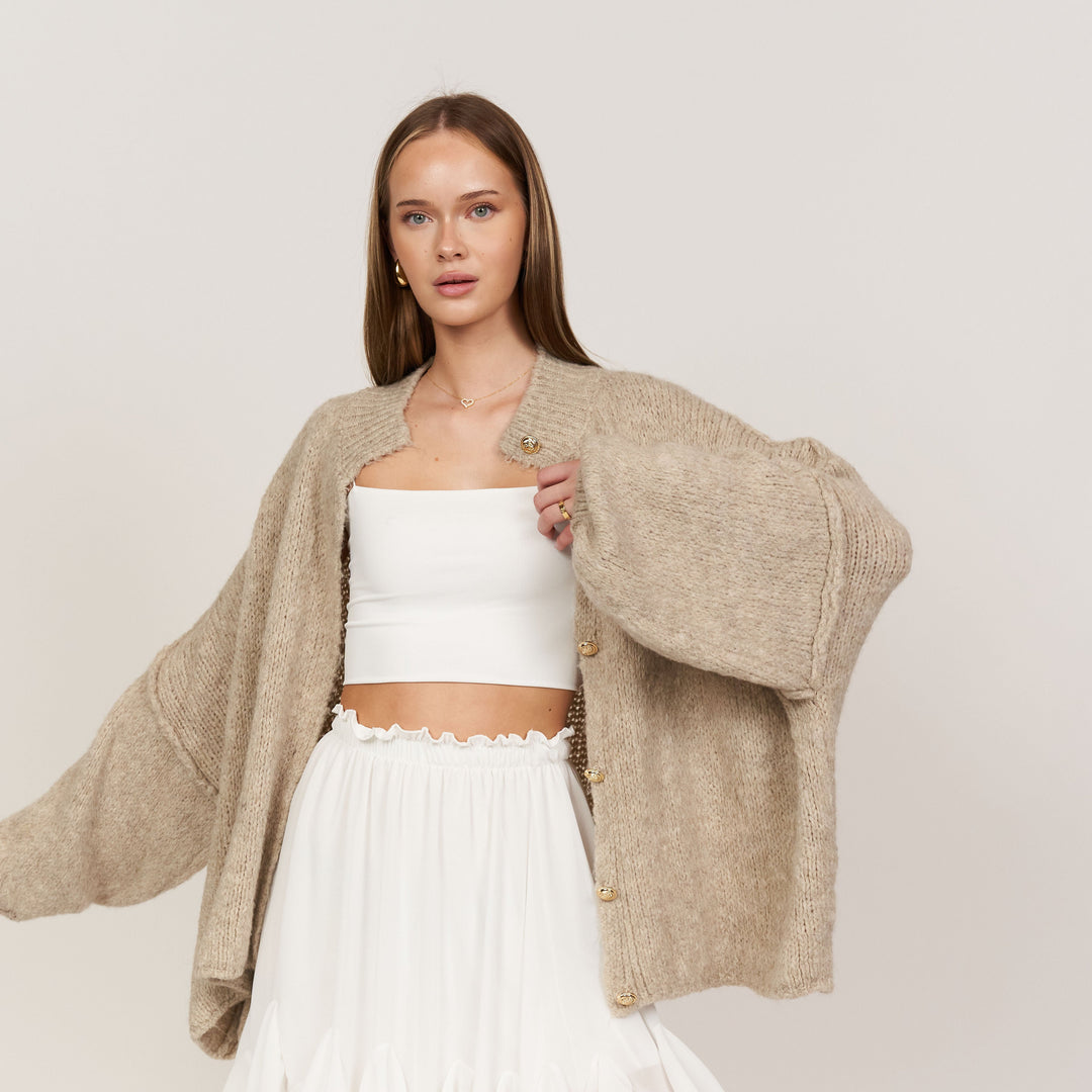 Kardigan oversize z kołnierzykiem “CozyGlam”