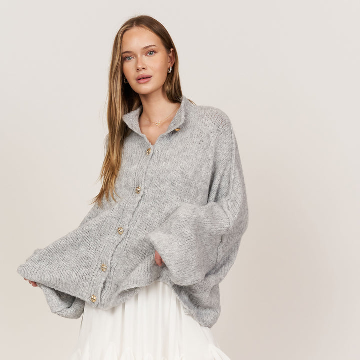 Kardigan oversize z kołnierzykiem “CozyGlam”